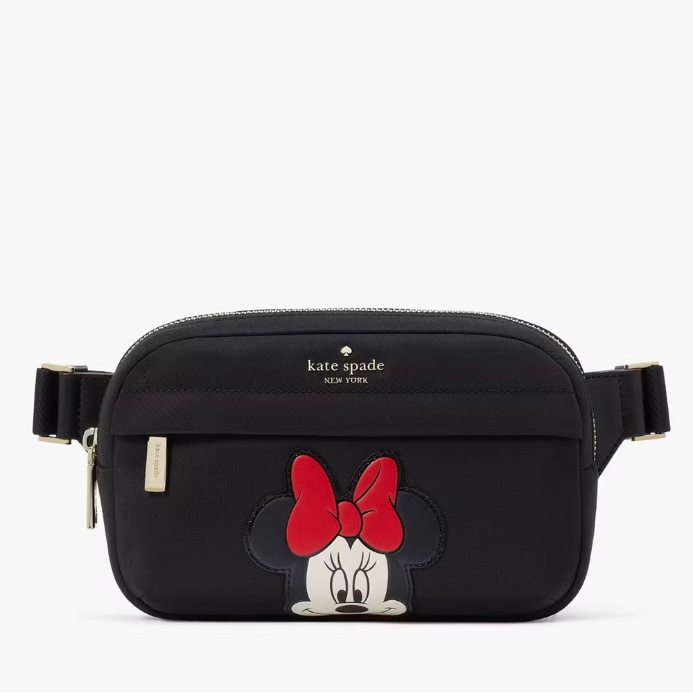 kate spade black Minnie Mouse belt bag with red bow